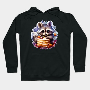 Winter Happy birthday Raccoon with a birthday cake Hoodie